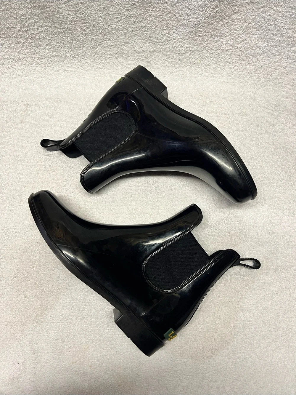 Ralph Lauren Black Rain Boots Chelsea Style Women’s Size 8